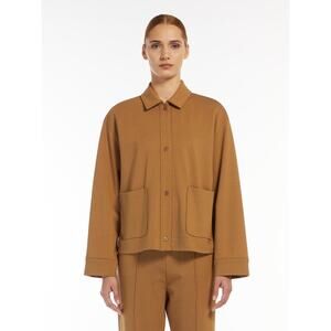MAX MARA LEISURE Lampo Jersey Camel Boxy Patch Pocket Jacket YOOX Saks L $365